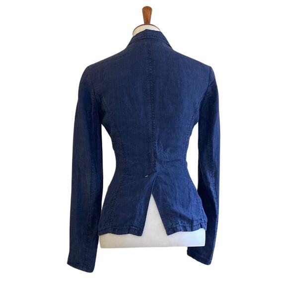 Max Studio Lightweight Blue Linen Blazer Size 2 - Picture 3 of 4